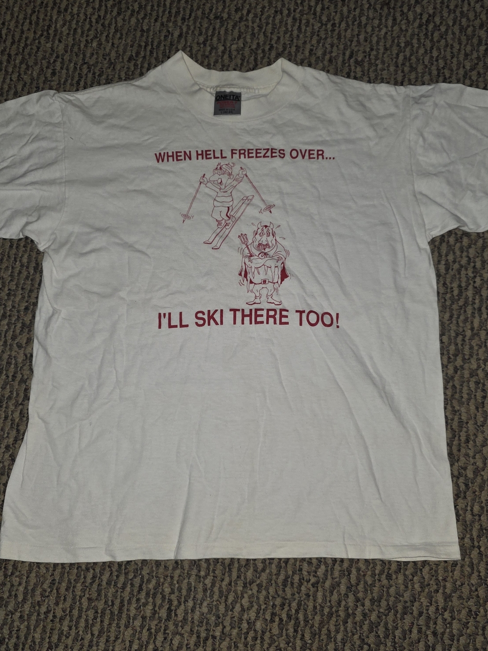 White Graphic Short Sleeve Tee - Ski Slogan